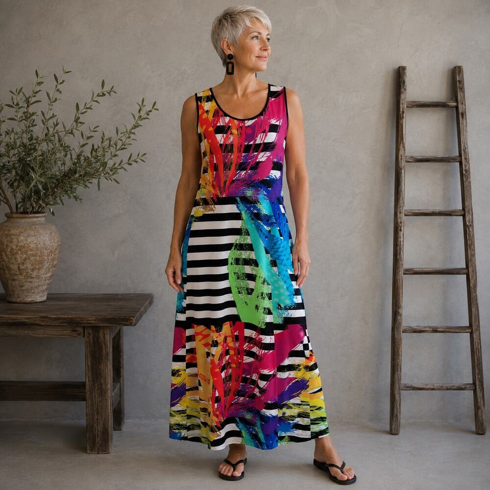 Frank Lyman Multicolor Sleeveless Midi Maxi Dress 14
